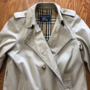 80s Burberry Trench Coat Plaid Pattern Vintage